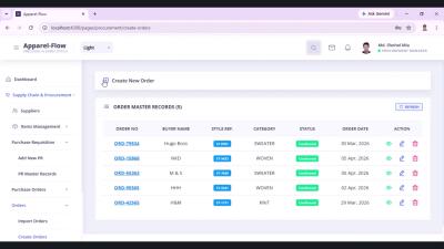 Project Name - Garments & Apparel Management System